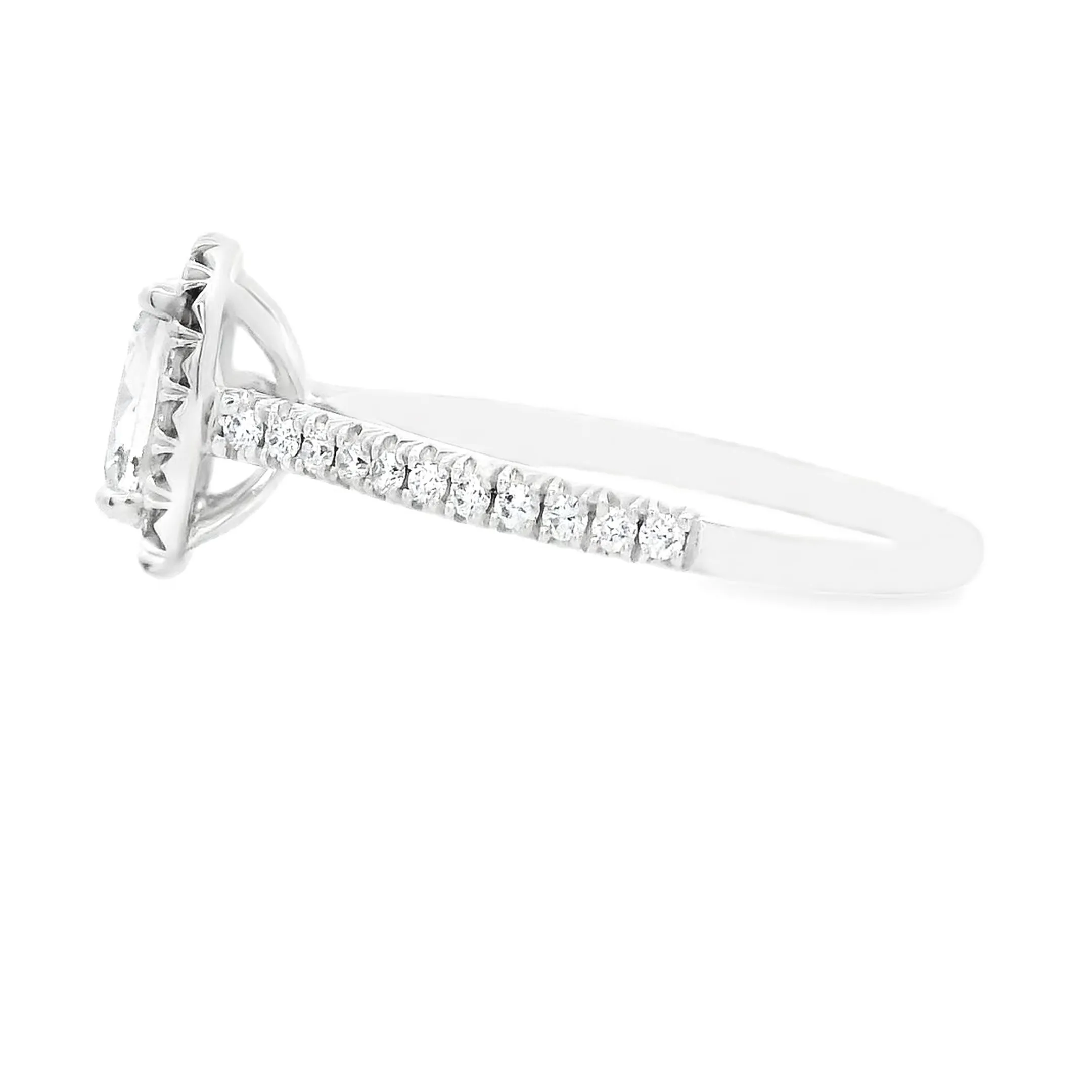 1.30ct 18k White Gold Cushion Cut Diamond Halo Engagement Ring