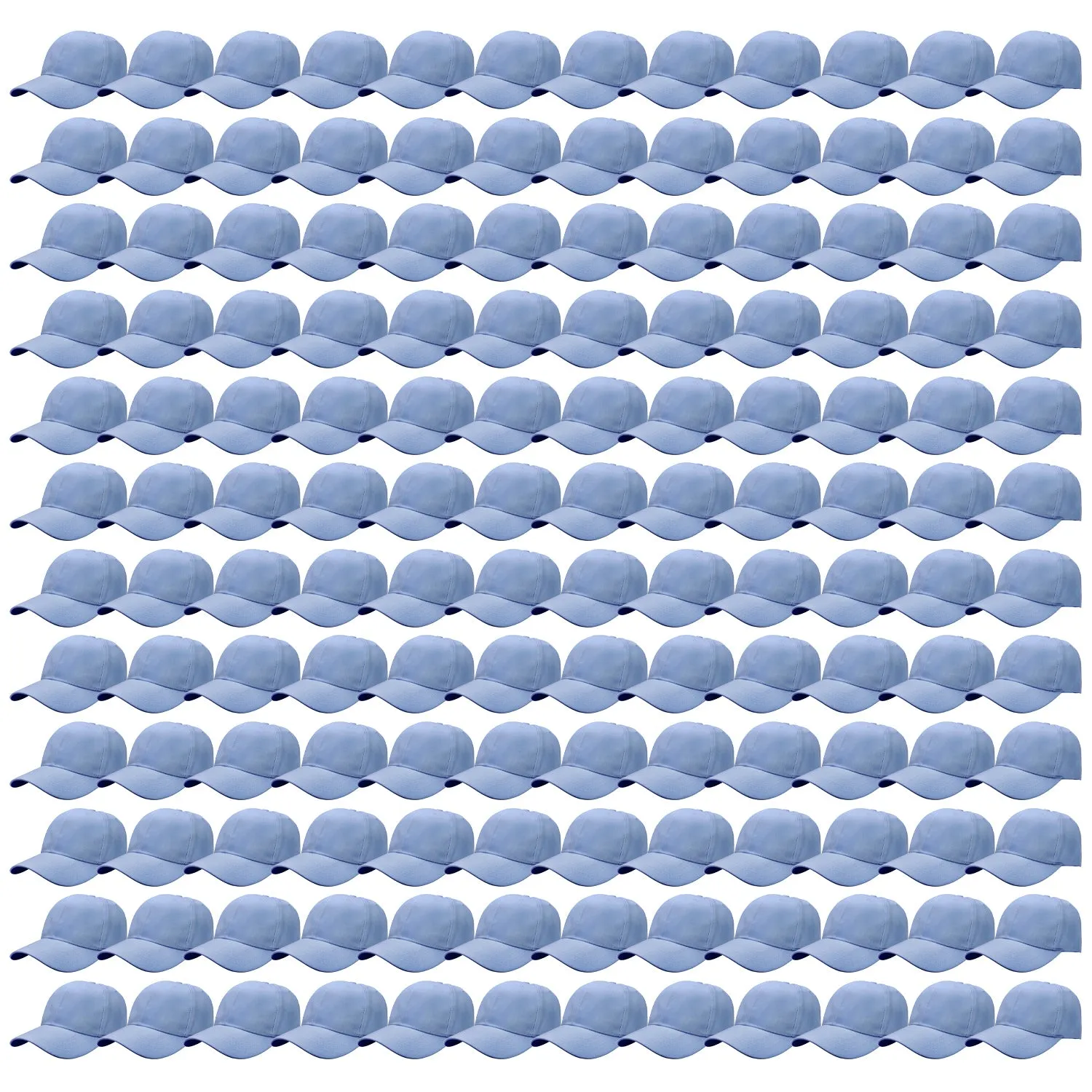 144-Pack Baseball Dad Cap Velcro Strap Adjustable Size - Sky Blue