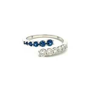 14K White Gold Diamond & Sapphire Bypass Ring