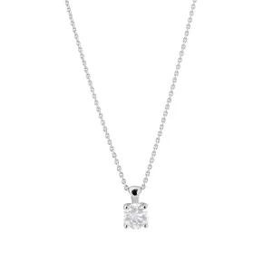 18ct White Gold 1ct Round Brilliant Cut Diamond Four Claw Pendant Only