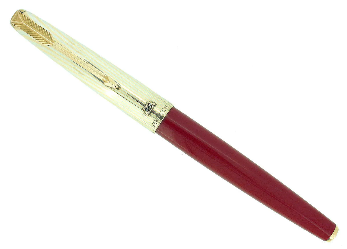 1956 PARKER 61 HERITAGE 1ST EDITION RAGE RED FOUNTAIN PEN RAINBOW CAP NOS MINT IN BOX