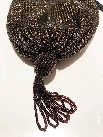 1990s PRADA GOLD Beaded CRYSTAL MINI  Evening pouch BAG