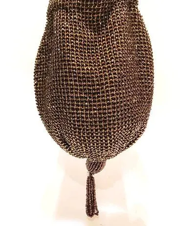 1990s PRADA GOLD Beaded CRYSTAL MINI  Evening pouch BAG