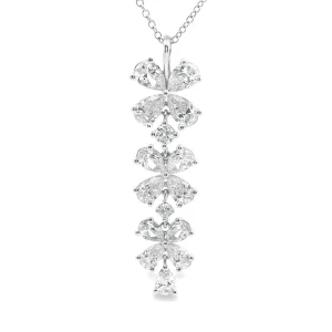 1.99ct 18k White Gold Diamond Flower Drop Necklace