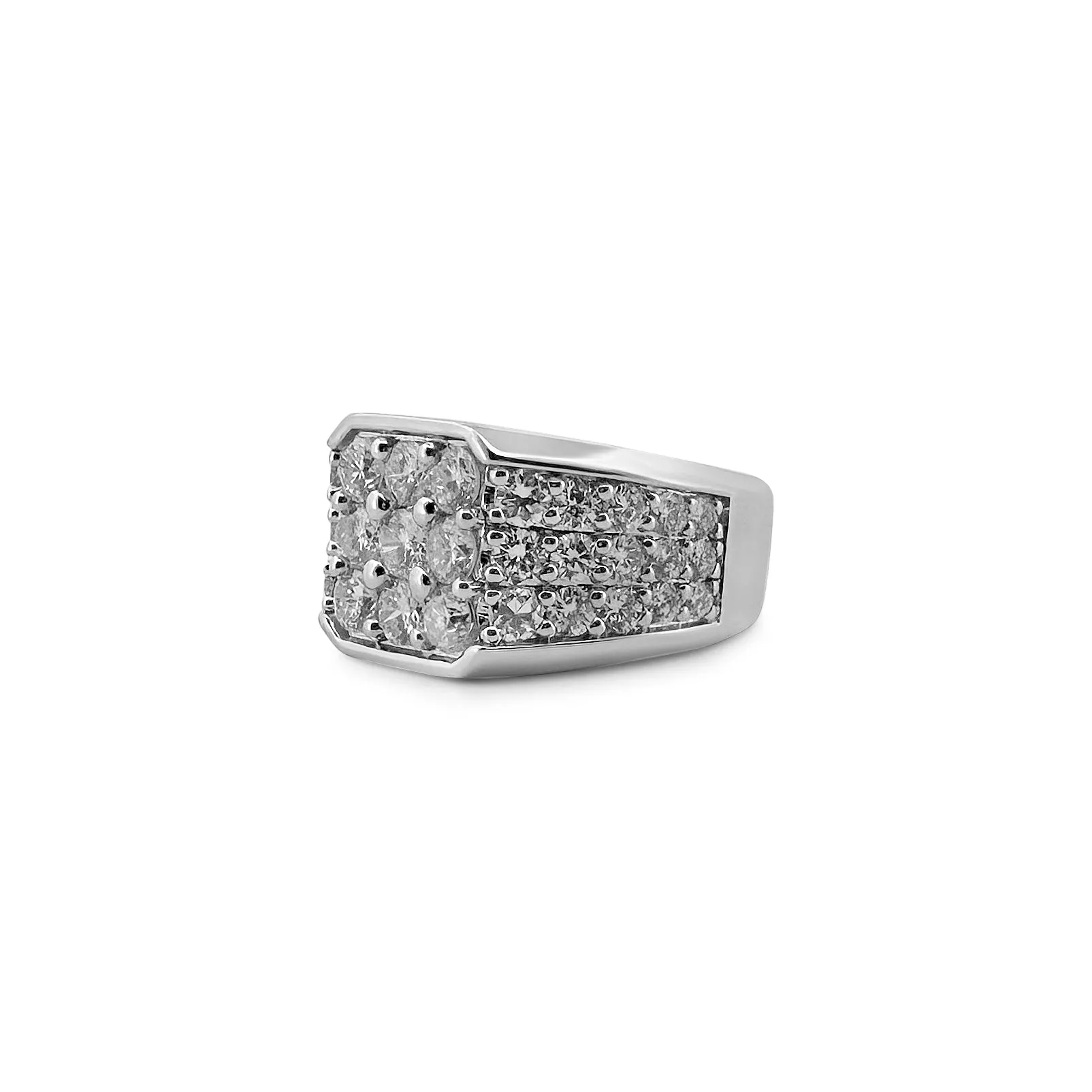 2.98ctw Round Brilliant Diamond Men's Ring in 14k White Gold