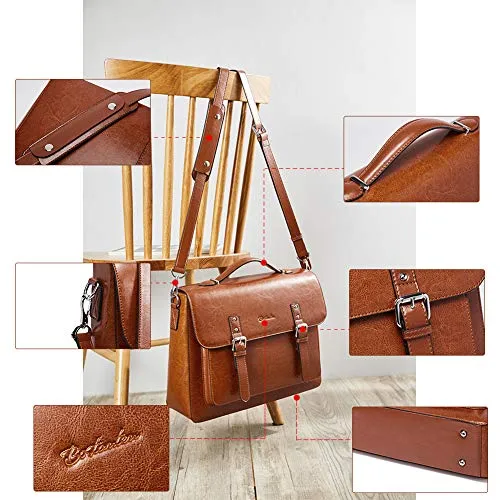 BOSTANTEN Leather Briefcase 14" Vintage Laptop Messenger Satchel Office Business Bag for Women