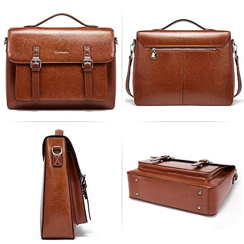 BOSTANTEN Leather Briefcase 14" Vintage Laptop Messenger Satchel Office Business Bag for Women