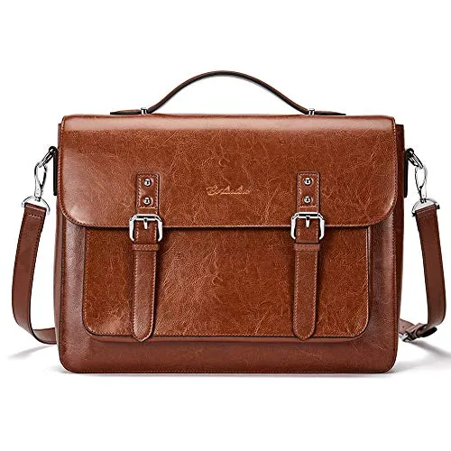 BOSTANTEN Leather Briefcase 14" Vintage Laptop Messenger Satchel Office Business Bag for Women
