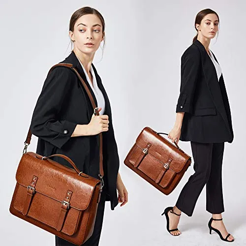 BOSTANTEN Leather Briefcase 14" Vintage Laptop Messenger Satchel Office Business Bag for Women