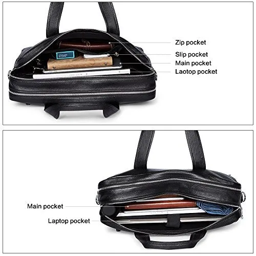 BOSTANTEN Leather Briefcase Messenger Business Bags 17" Laptop Handbag for Men