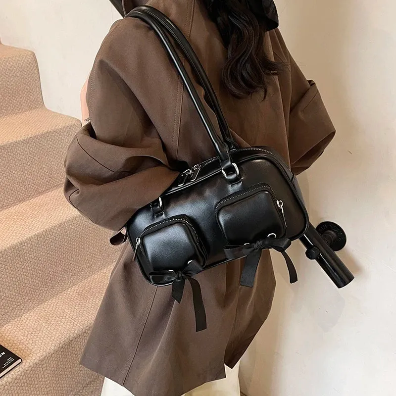 Bow Design Small Double Pockets Underarm Bag