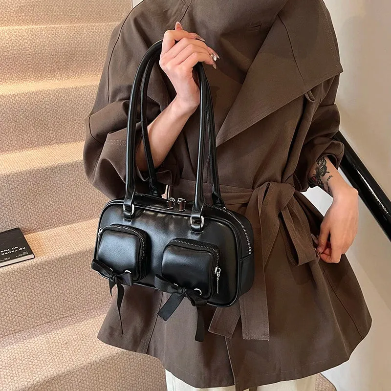 Bow Design Small Double Pockets Underarm Bag