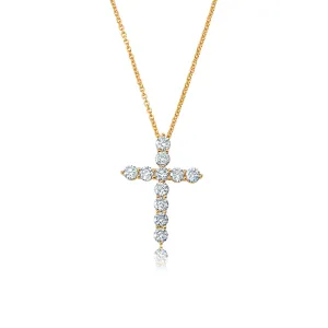 Brilliant Round Prong Set Cross Necklace