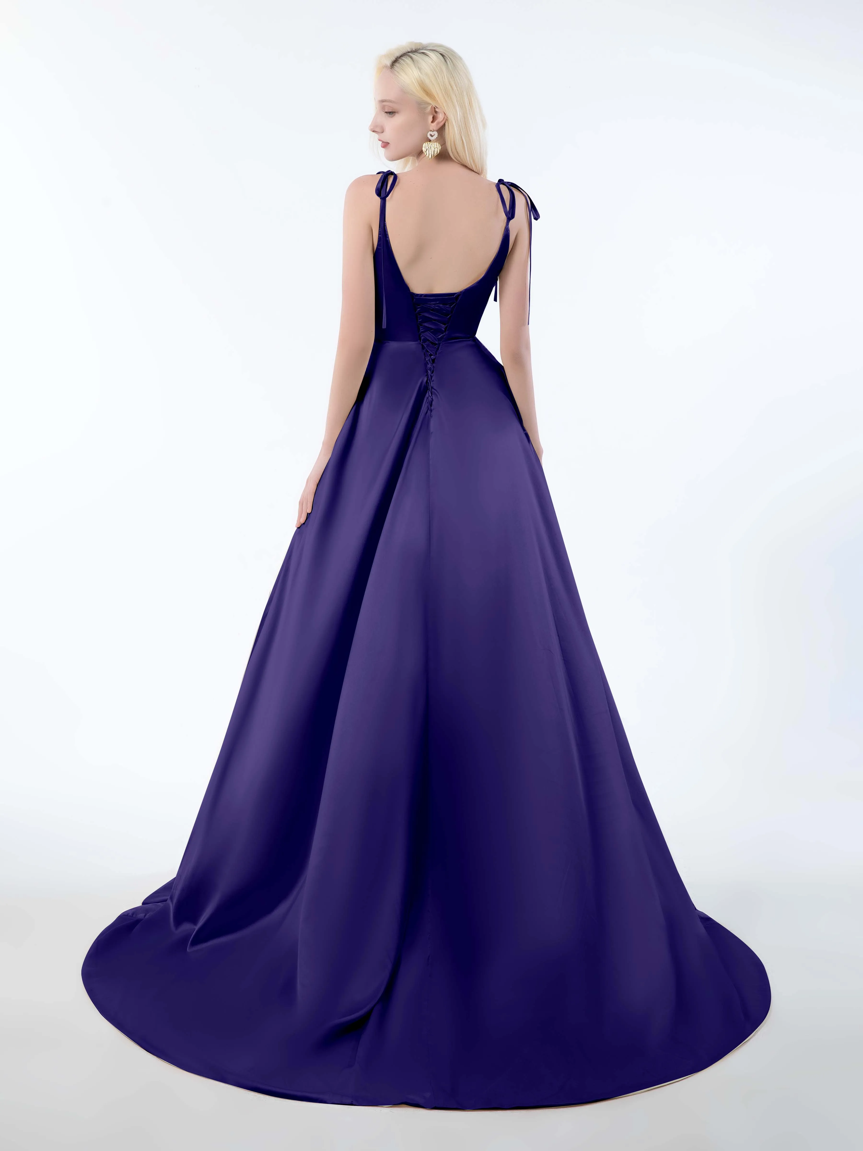 Brynlee Gorgeous Ruched Slit Satin Dresses