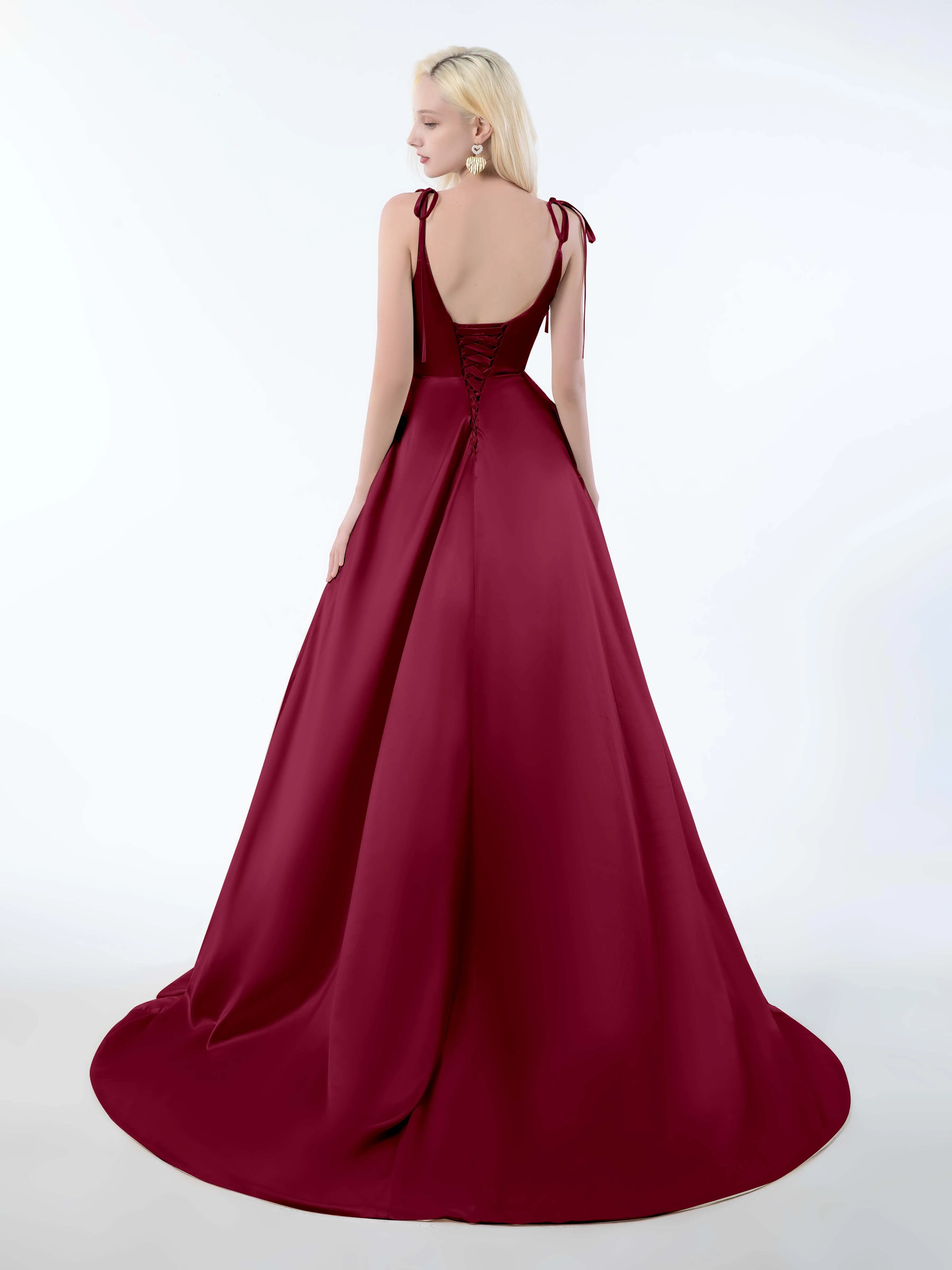 Brynlee Gorgeous Ruched Slit Satin Dresses