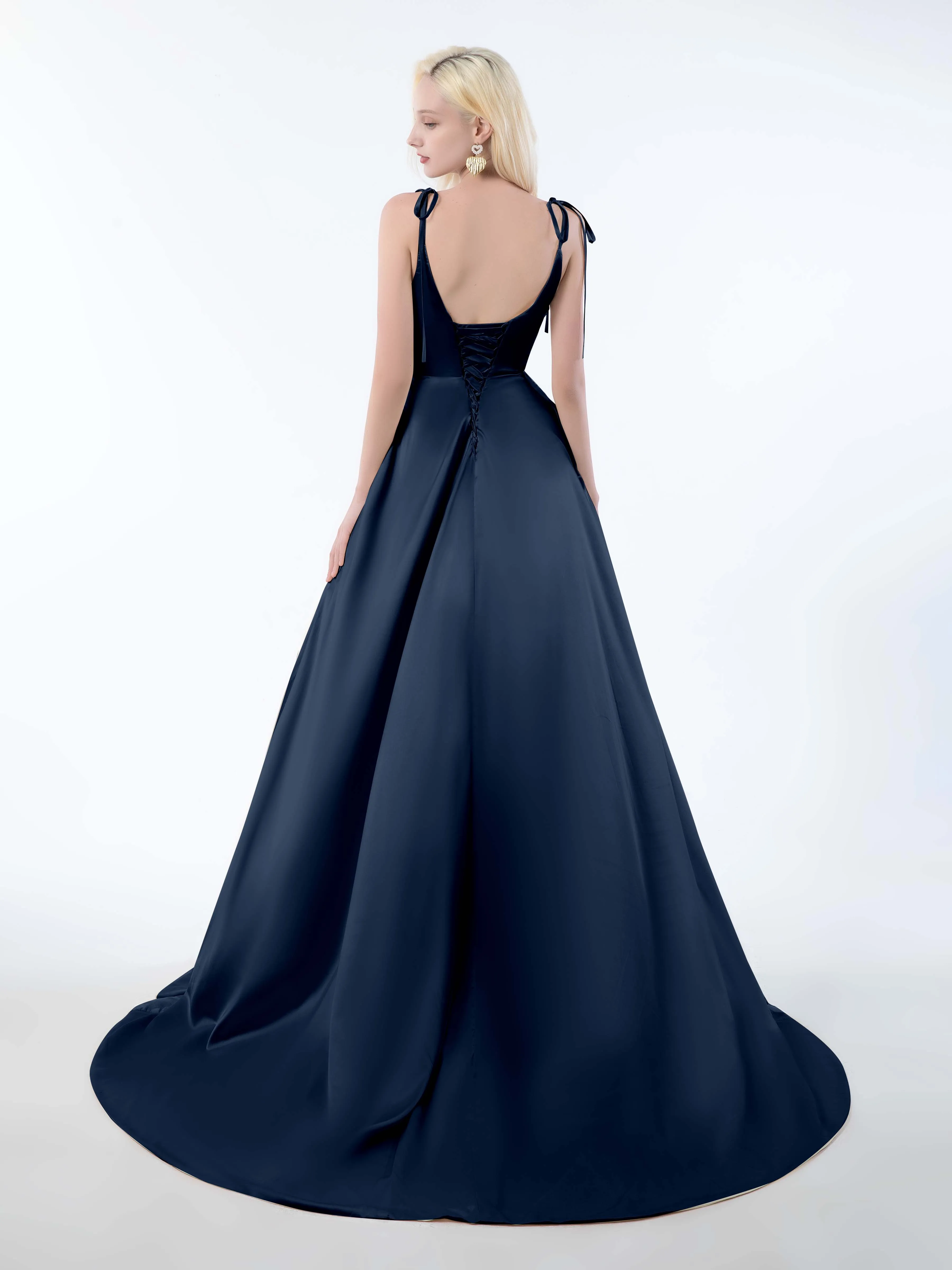 Brynlee Gorgeous Ruched Slit Satin Dresses