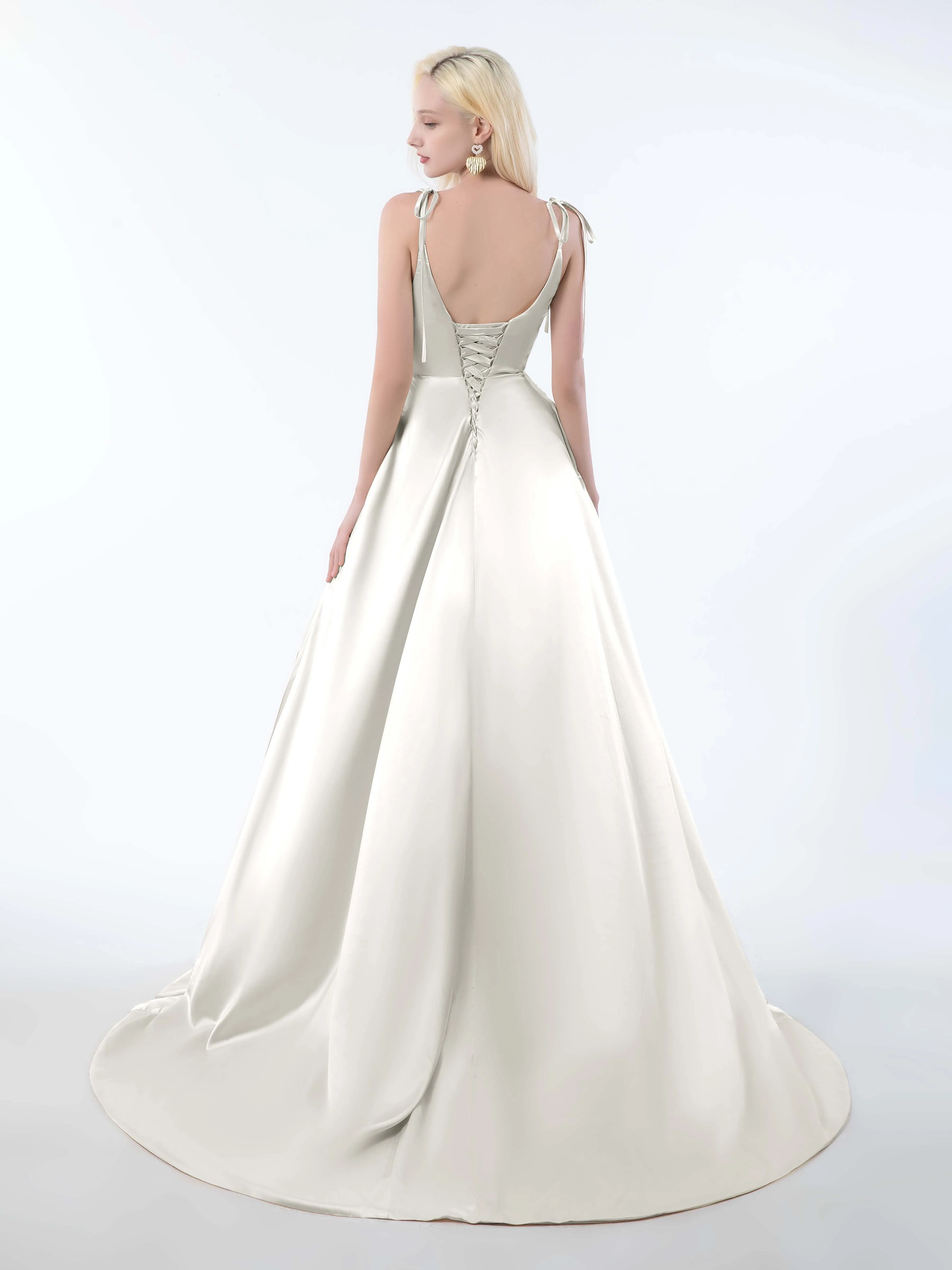 Brynlee Gorgeous Ruched Slit Satin Dresses