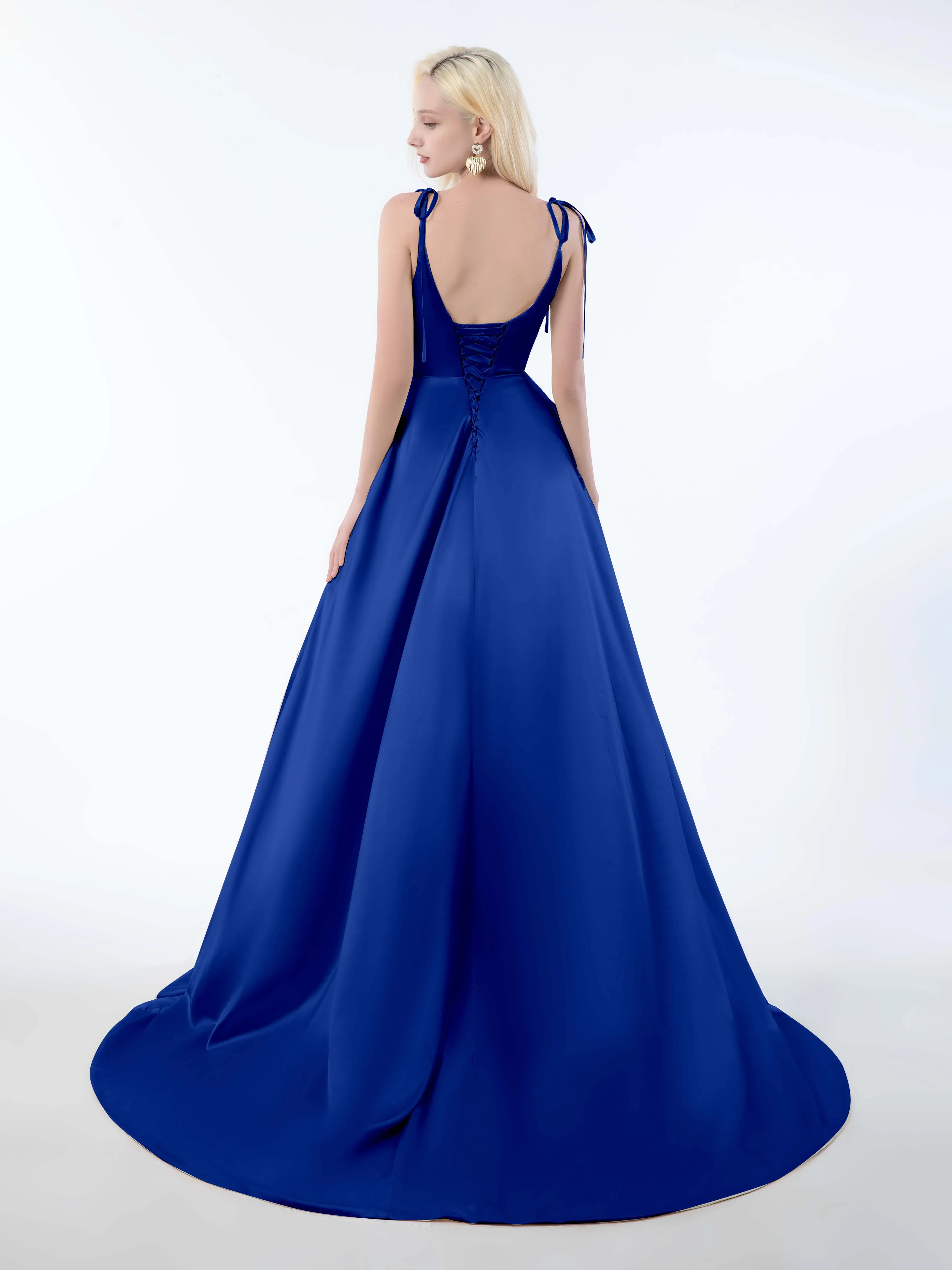 Brynlee Gorgeous Ruched Slit Satin Dresses