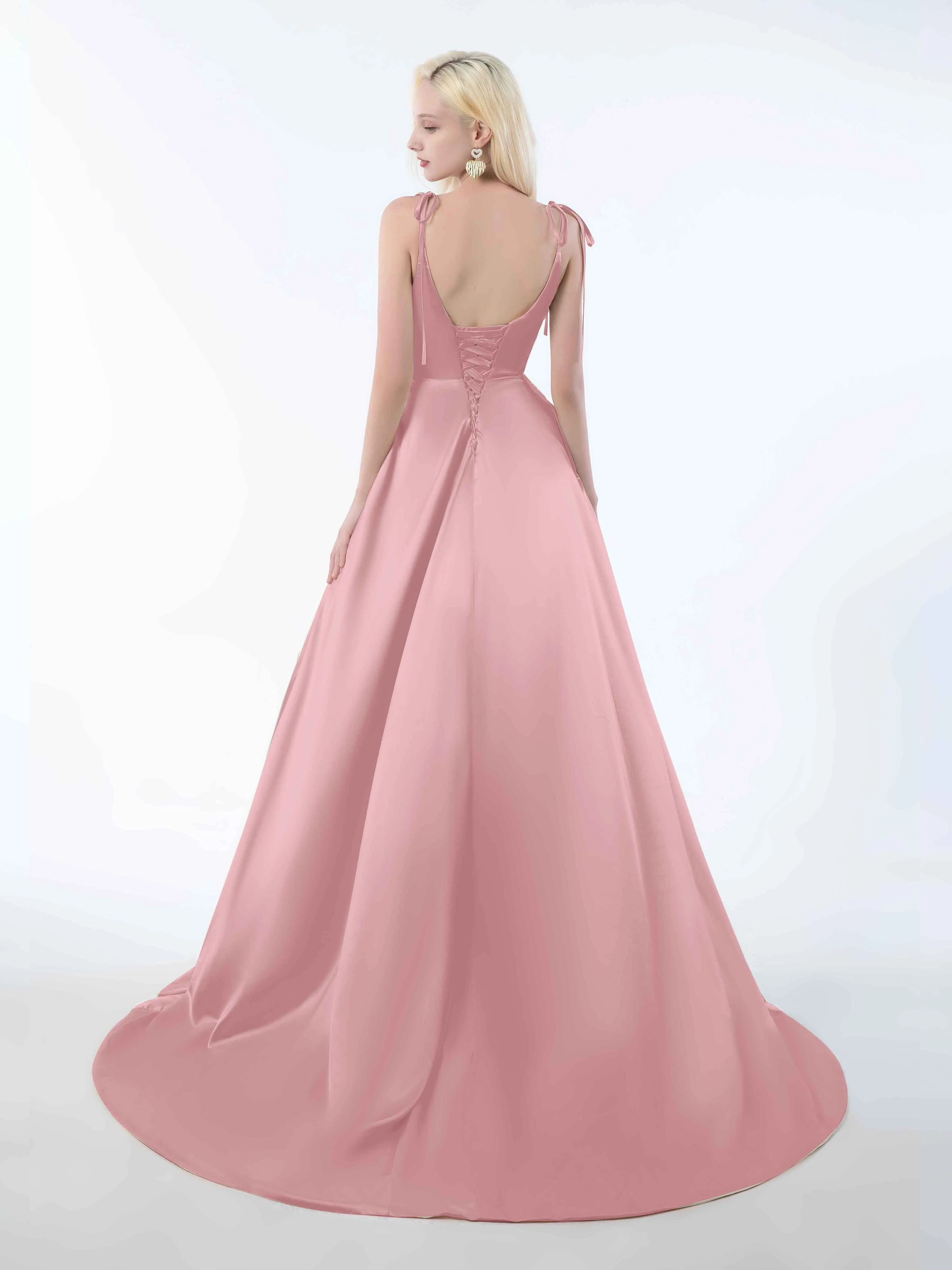 Brynlee Gorgeous Ruched Slit Satin Dresses
