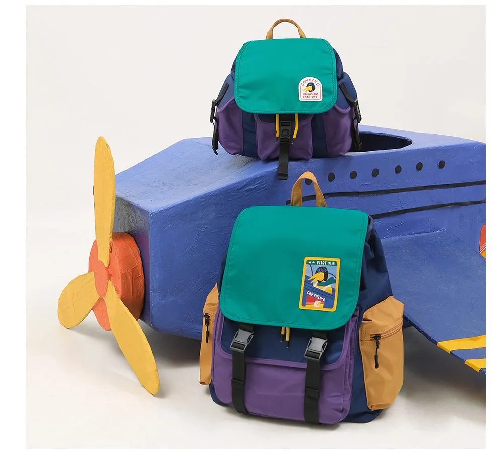 Casual Cute Mini Dinosaur Pilot Small Colour Block Backpack