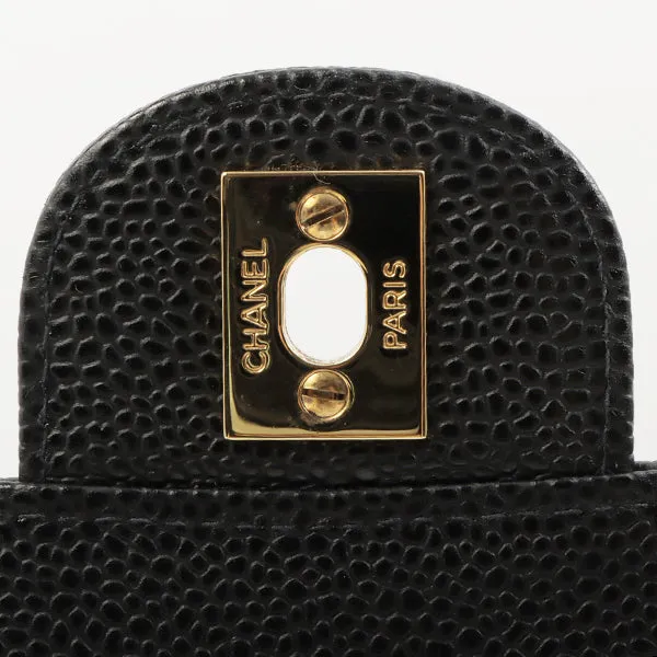 Chanel 2003 Made Caviar Skin Classic Flap Chain Bag Jumbo Black