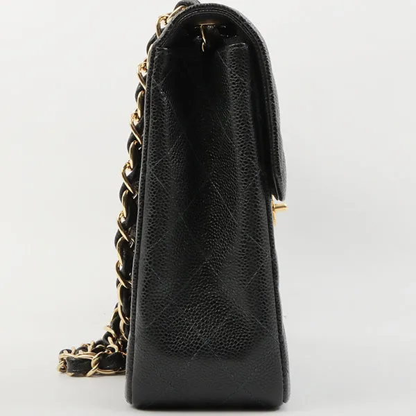 Chanel 2003 Made Caviar Skin Classic Flap Chain Bag Jumbo Black