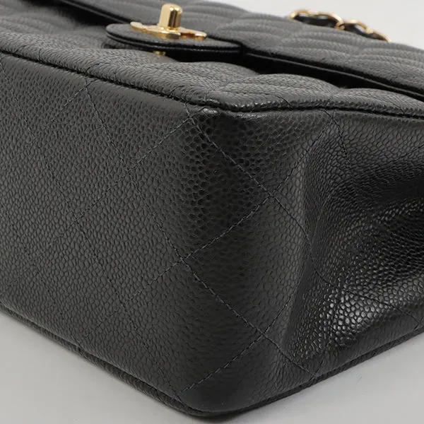 Chanel 2003 Made Caviar Skin Classic Flap Chain Bag Jumbo Black