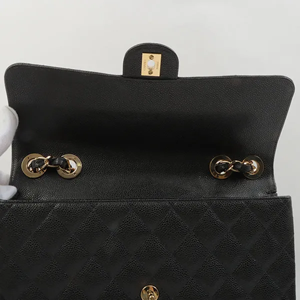 Chanel 2003 Made Caviar Skin Classic Flap Chain Bag Jumbo Black