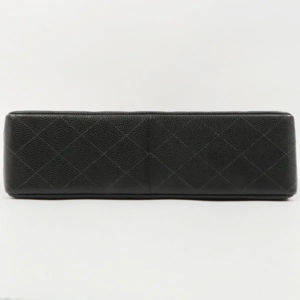 Chanel 2003 Made Caviar Skin Classic Flap Chain Bag Jumbo Black