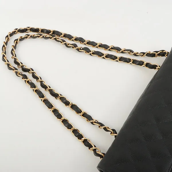 Chanel 2003 Made Caviar Skin Classic Flap Chain Bag Jumbo Black