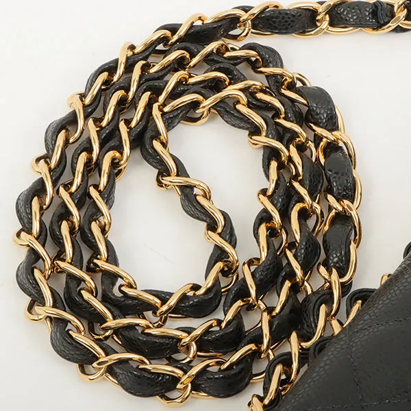 Chanel 2003 Made Caviar Skin Classic Flap Chain Bag Jumbo Black