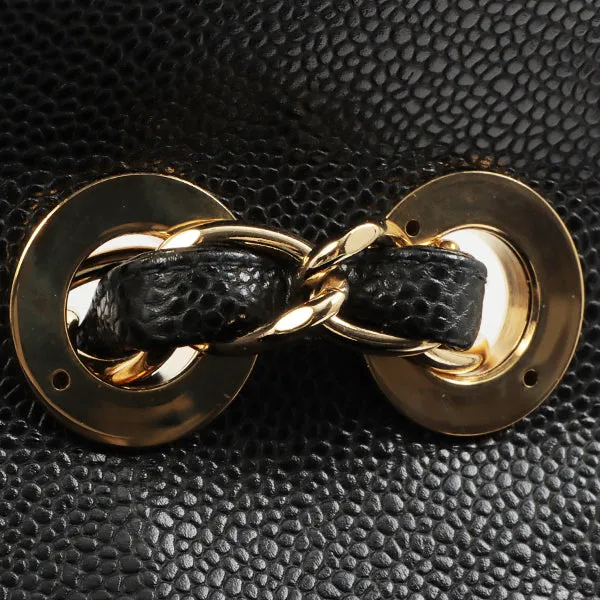 Chanel 2003 Made Caviar Skin Classic Flap Chain Bag Jumbo Black