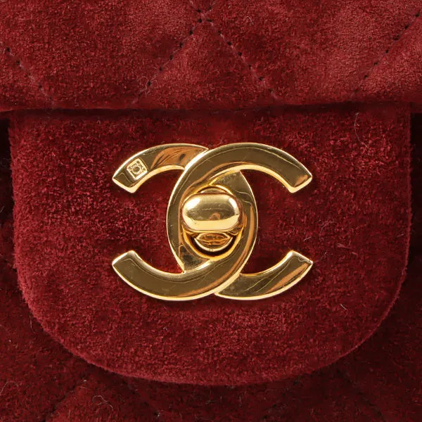 Chanel Around 1995 Made Suede Classic Flap Chain Bag 23Cm Red