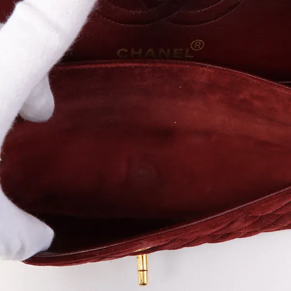 Chanel Around 1995 Made Suede Classic Flap Chain Bag 23Cm Red