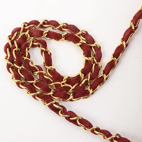 Chanel Around 1995 Made Suede Classic Flap Chain Bag 23Cm Red