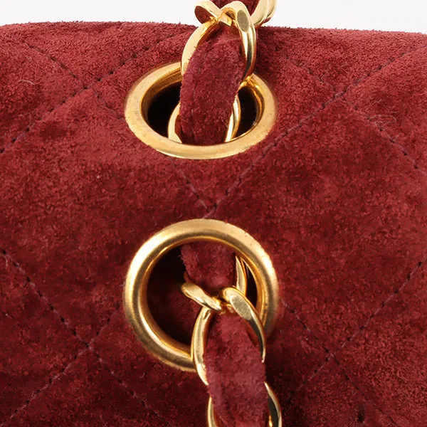 Chanel Around 1995 Made Suede Classic Flap Chain Bag 23Cm Red