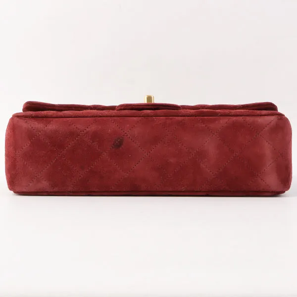 Chanel Around 1995 Made Suede Classic Flap Chain Bag 23Cm Red