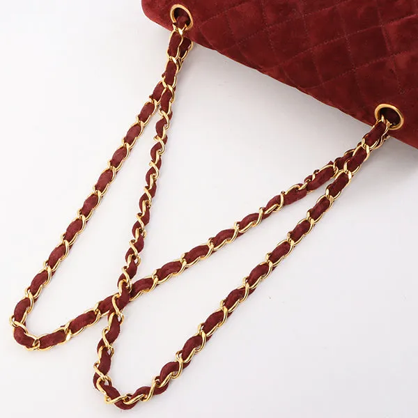 Chanel Around 1995 Made Suede Classic Flap Chain Bag 23Cm Red