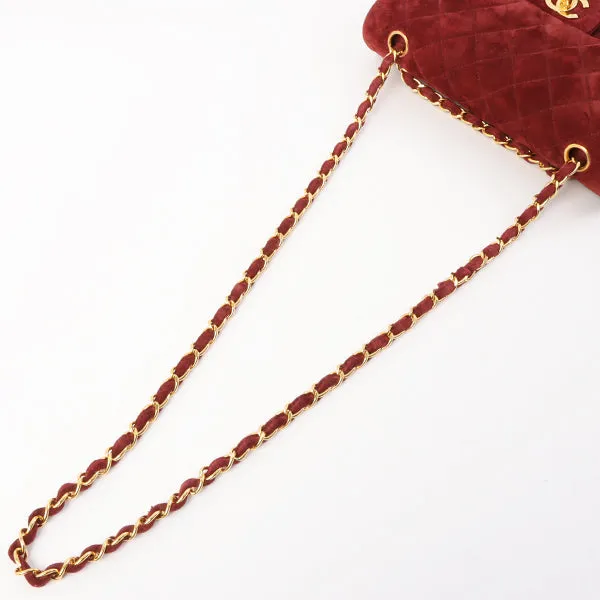 Chanel Around 1995 Made Suede Classic Flap Chain Bag 23Cm Red