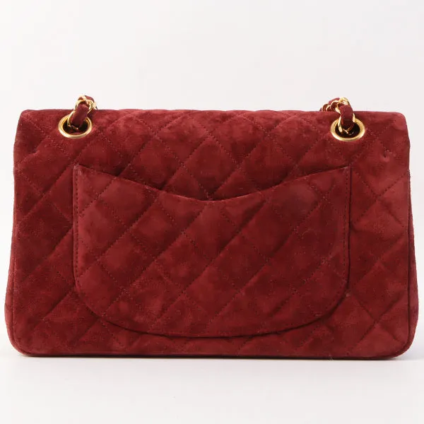 Chanel Around 1995 Made Suede Classic Flap Chain Bag 23Cm Red
