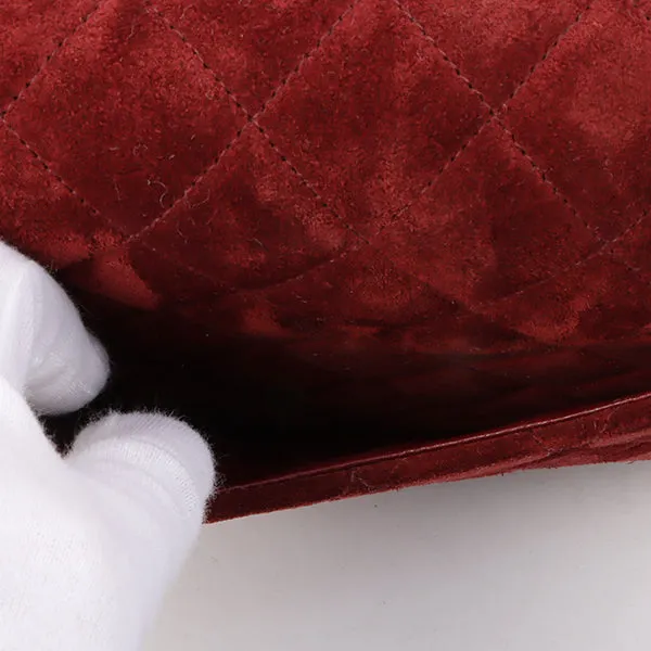 Chanel Around 1995 Made Suede Classic Flap Chain Bag 23Cm Red