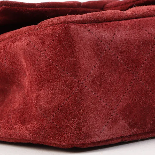 Chanel Around 1995 Made Suede Classic Flap Chain Bag 23Cm Red