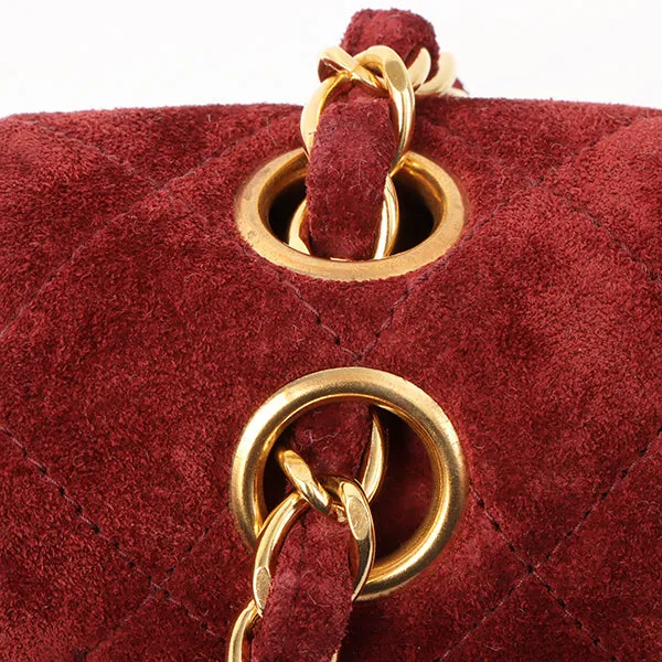 Chanel Around 1995 Made Suede Classic Flap Chain Bag 23Cm Red