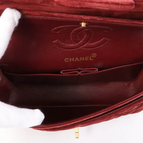 Chanel Around 1995 Made Suede Classic Flap Chain Bag 23Cm Red