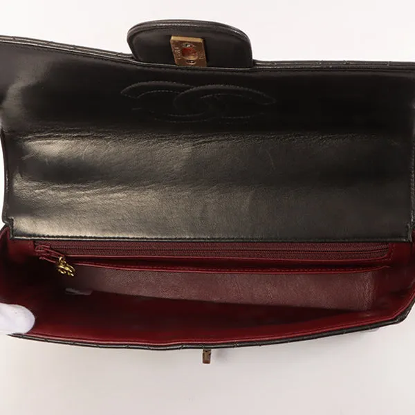 CHANEL Around 1995 Made Tortoiseshell Classic Flap Chain Bag 25Cm Black