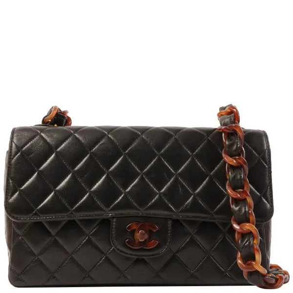 CHANEL Around 1995 Made Tortoiseshell Classic Flap Chain Bag 25Cm Black