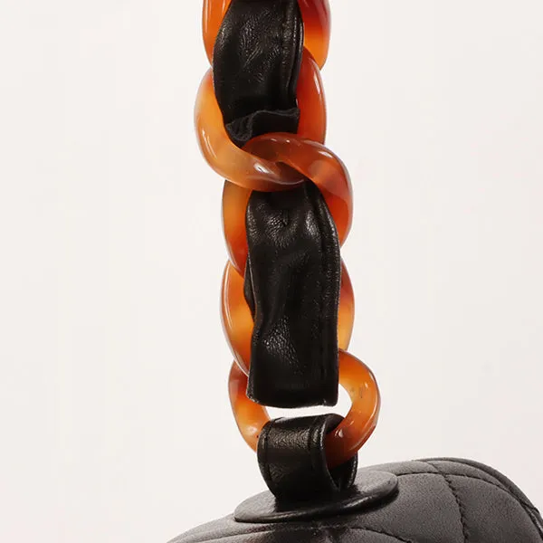 CHANEL Around 1995 Made Tortoiseshell Classic Flap Chain Bag 25Cm Black