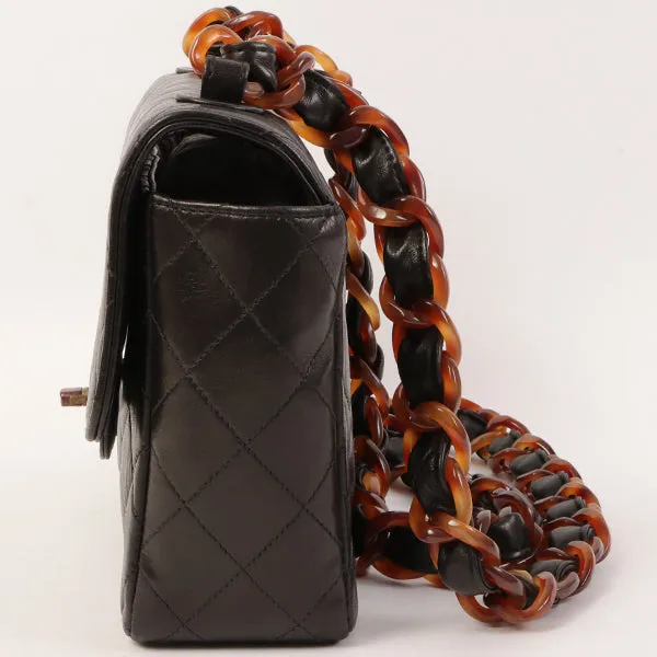 CHANEL Around 1995 Made Tortoiseshell Classic Flap Chain Bag 25Cm Black