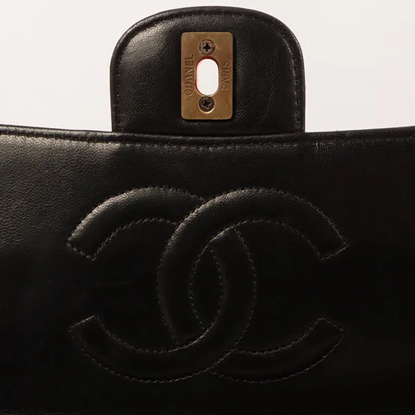 CHANEL Around 1995 Made Tortoiseshell Classic Flap Chain Bag 25Cm Black