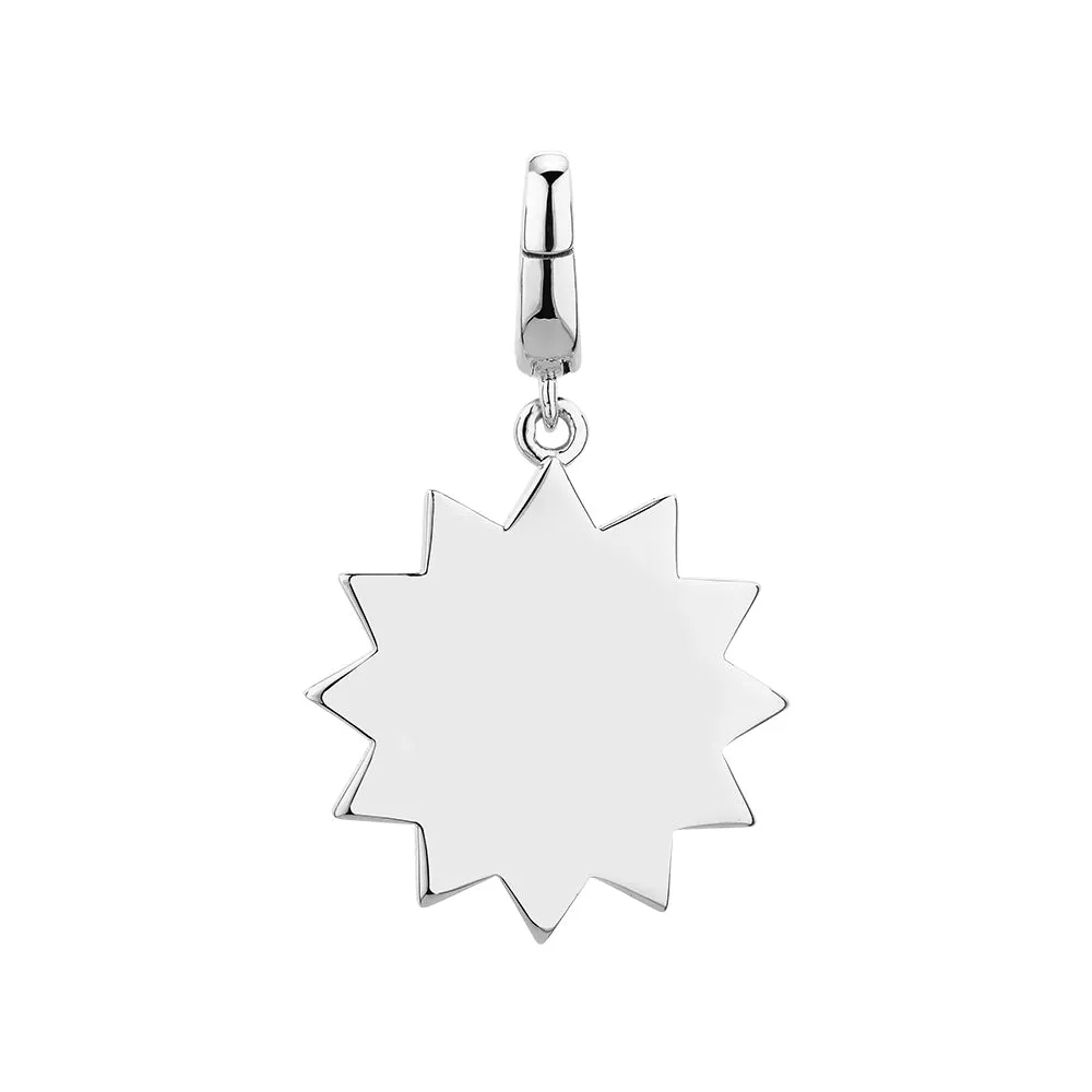 Charm pendant with Round Brilliant diamond simulants in sterling silver